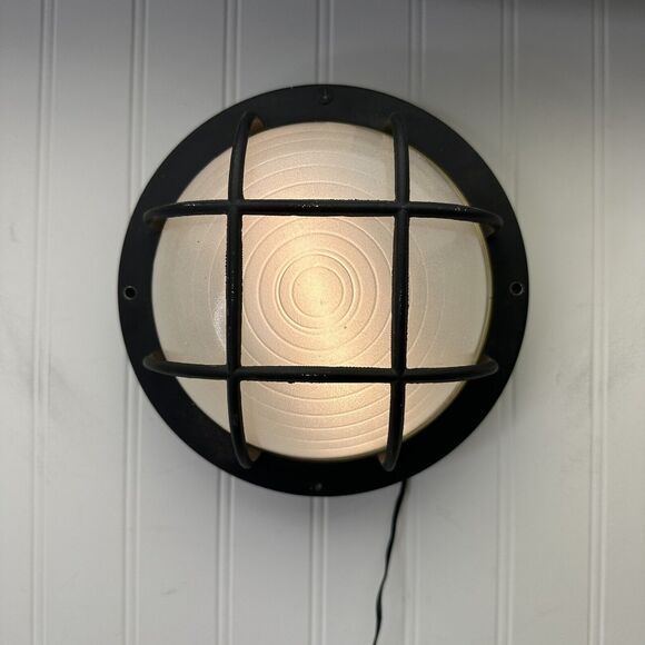 Minispotlight.com 12v 8” Round Caged Light Warm White Haunted House Escape Room - Picture 1 of 10
